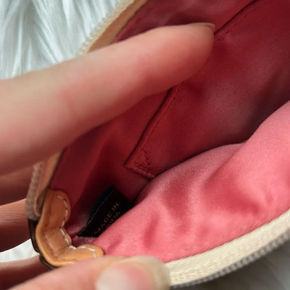 Coach Wristlet Colorful Pink Op Art Signature Clutch Leather Trim Retro Case Y2K